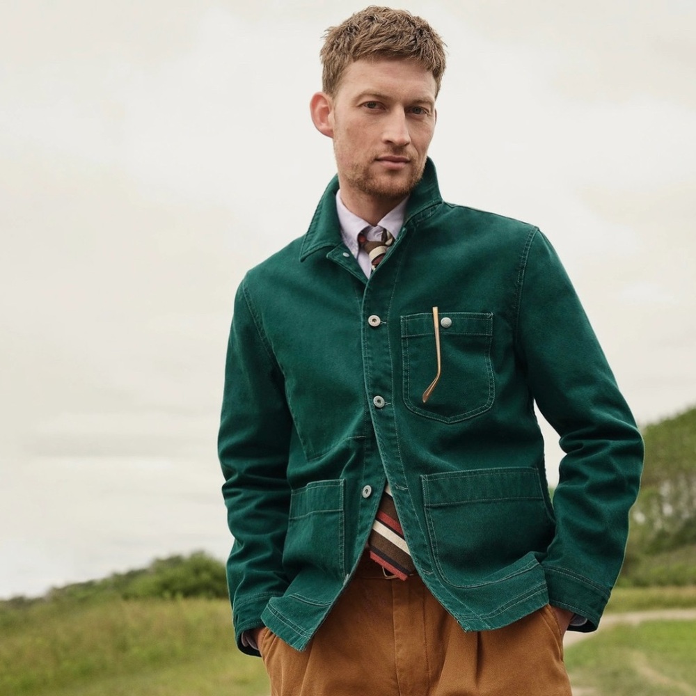 Wallace & Barnes Duck Canvas Utility Chore Jacket Green Mens medium J Crew Coat - Picture 2 of 15
